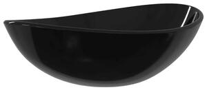 Tacoma Oval Countertop Basin Without Waste 545mm Wide 0TH - Black Glass
