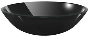 Tacoma Round Countertop Basin Without Waste 420mm Wide 0TH - Black Glass