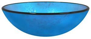 Tacoma Round Countertop Basin Without Waste 420mm Wide 0TH - Blue Glass