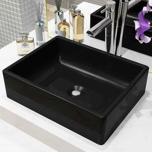 Alva Rectangular Countertop Basin 410mm Wide Without Waste 0TH - Black