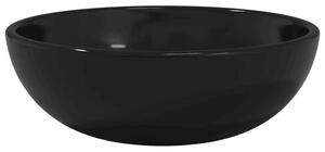 Tacoma Round Countertop Basin Without Waste 350mm Wide 0TH - Black Glass