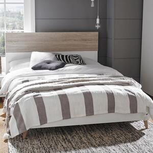 Selkirk Wooden Double Bed - Matt White And Oak