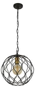 Finesse Round 1 Pendant Light In Black With Gold Lamp holder