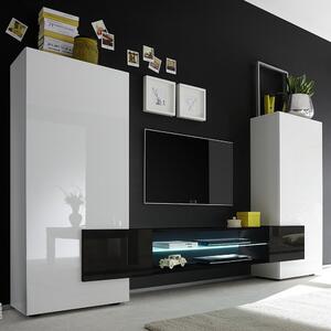 Nevaeh High Gloss Entertainment Unit In White And Black With LED