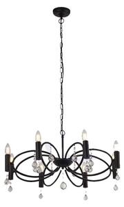 Infinity 8 Pendant Light In Matt Black With Crystal Glass Detail