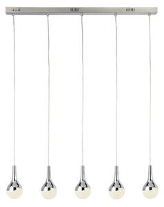 Wave LED 5 Pendant Light In Chrome And Crushed Ice Shade