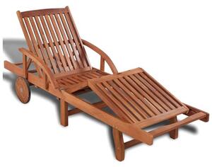 Anya Outdoor Acacia Wooden Sun Lounger In Natural