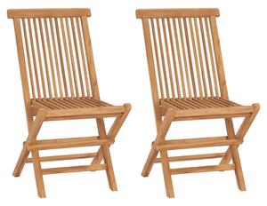 Arana Outdoor Natural Teak Wooden Folding Chairs In Pair