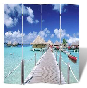 Fifer Folding Fir Wood 160cm X 170cm Room Divider In Beach
