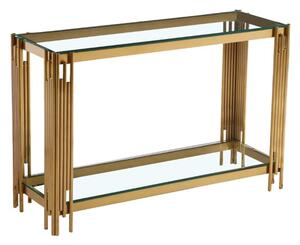 Cappy Clear Glass Console Table With Gold Metal Frame
