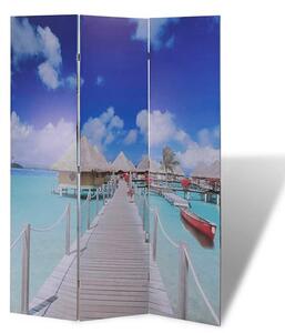 Fifer Folding Fir Wood 120cm X 170cm Room Divider In Beach