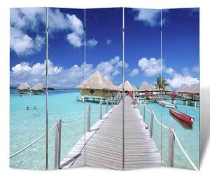 Fifer Folding Fir Wood 200cm X 170cm Room Divider In Beach