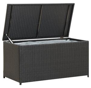 Ijaya 100cm Poly Rattan Garden Storage Box In Black