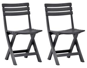 Derik Outdoor Anthracite Plastic Garden Chairs In Pair