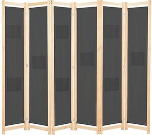Gavyn Fabric 6 Panels 240cm x 170cm Room Divider In Grey