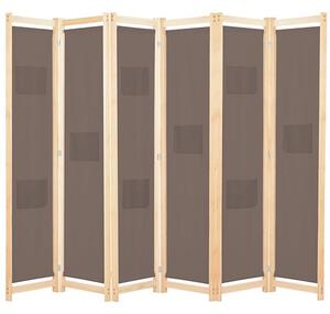 Gavyn Fabric 6 Panels 240cm x 170cm Room Divider In Brown