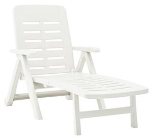 Derik Outdoor Folding Plastic Sun Lounger In White
