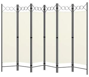 Hecate Fabric 6 Panel 240cm x 180cm Room Divider In Cream White