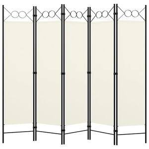 Hecate Fabric 5 Panel 200cm x 180cm Room Divider In Cream White