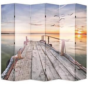 Genet Wooden Folding 228cm x 170cm Room Divider In Lake