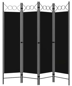 Hecate Fabric 4 Panels 160cm x 180cm Room Divider In Black