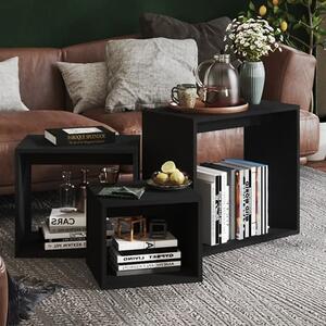 Akuna Wooden Nest Of 3 Tables In Black