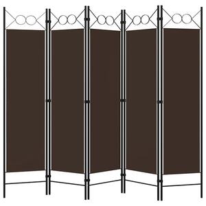 Hecate Fabric 5 Panels 200cm x 180cm Room Divider In Brown