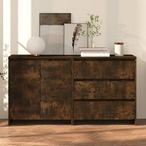 Pepa Wooden Sideboard With 2 Doors 3 Drawers In Smoked Oak