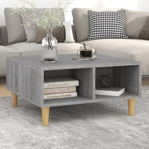 Riye Wooden Coffee Table With 2 Shelves In Grey And Sonoma Oak