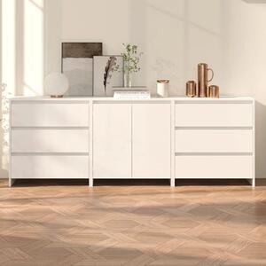 Pepa Wooden Sideboard With 2 Doors 6 Drawers In White