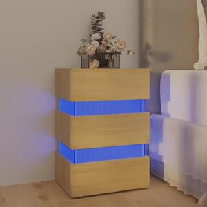 Kame Wooden Bedside Cabinet In Sonoma Oak With LED Lights