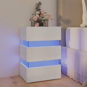 Kame Wooden Bedside Cabinet In White With LED Lights