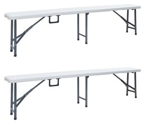 Myra Outdoor Steel Folding 2 Pcs Seating Benches In White