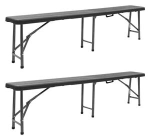 Myra Outdoor Steel Folding 2 Pcs Seating Benches In Black