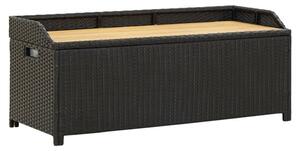 Sophiya Poly Rattan Garden Storage Seating Bench In Black
