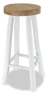 Billie Outdoor Round Wooden Bar Stool In White And Brown