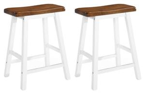 Darla Outdoor Brown And White Wooden Bar Stool In A Pair