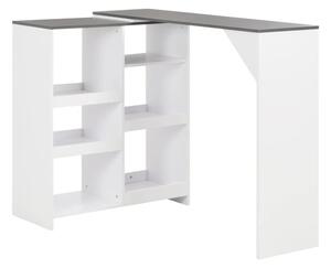 Winnie Wooden Bar Table With Moveable Shelf In Grey And White