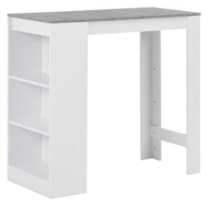 Winnie Wooden Bar Table With Shelf In Concrete And White