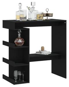 Aiza 100cm Wooden Bar Table With Storage Rack In Black