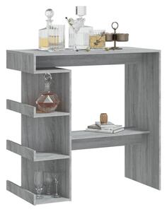 Aiza 100cm Wooden Bar Table With Storage Rack In Grey Sonoma