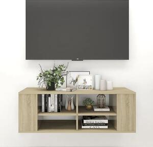 Taisa Wooden Wall Hung TV Stand With Shelves In Sonoma Oak