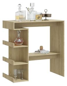 Aiza 100cm Wooden Bar Table With Storage Rack In Sonoma Oak