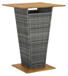 Selah 80cm Wooden Top Bar Table With Poly Rattan Base In Grey