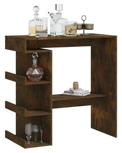 Aiza 100cm Wooden Bar Table With Storage Rack In Smoked Oak