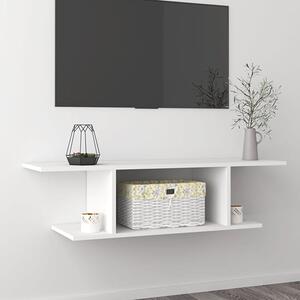 Sabra Wooden Wall Hung TV Stand With Shelf In White