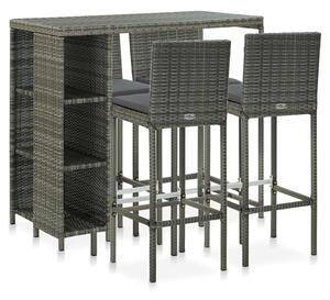 Selah Rattan Bar Table With 4 Audriana Chairs In Grey