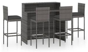 Selah Poly Rattan Bar Table With 4 Audriana Chairs In Grey