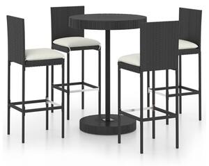 Anya Large Poly Rattan Bar Table With 4 Audriana Chairs In Black
