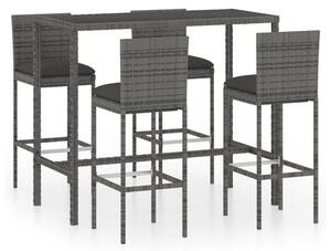 Selah Large Glass Top Bar Table With 4 Audriana Chairs In Grey